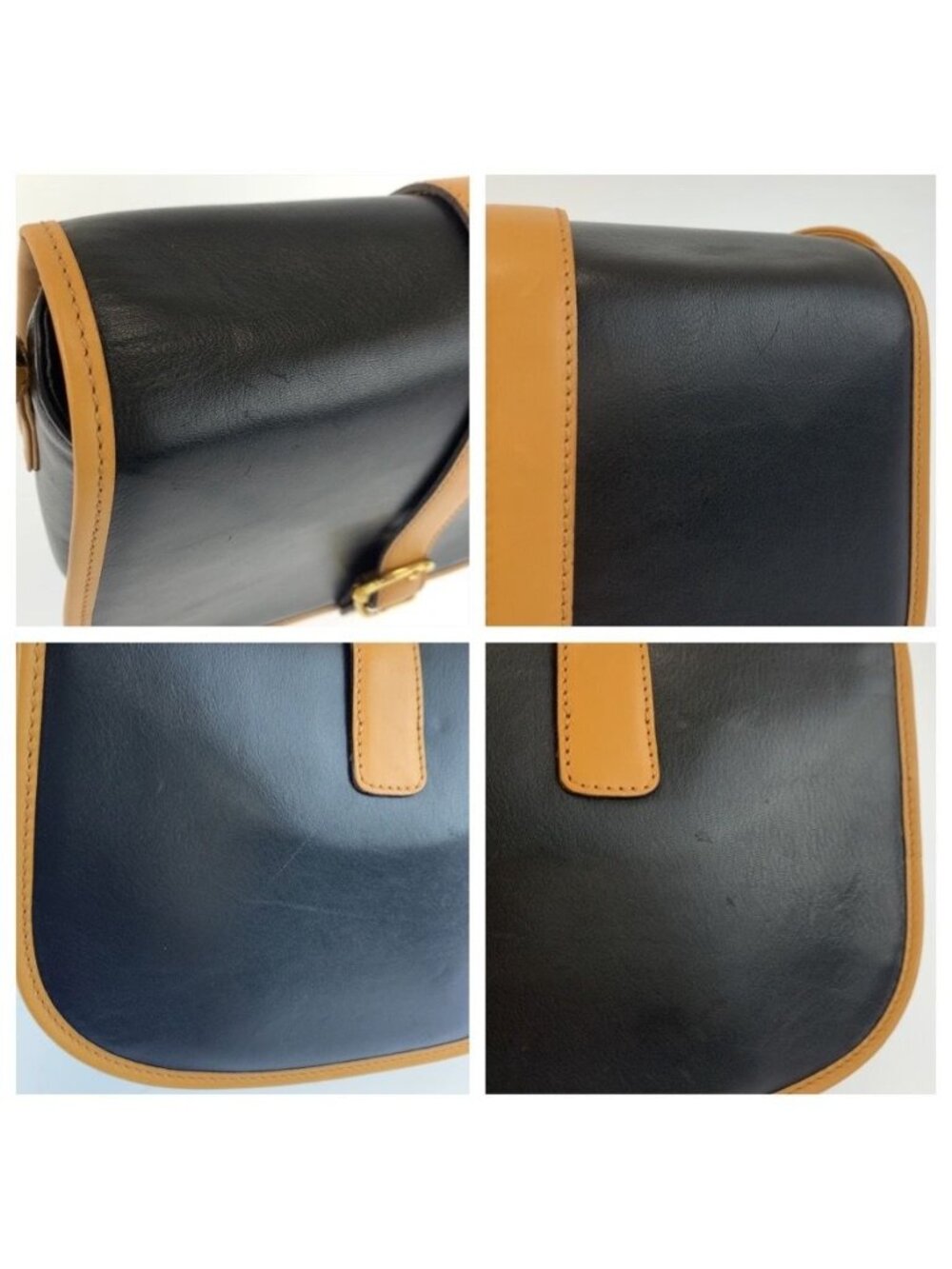 Celine Vintage Black Brown Gold Leather Shoulder Bag Pochette - Picture 5 of 9